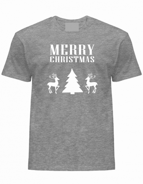 T Shirt Merry Christmas Rentier grau-weiß, günstig kaufen